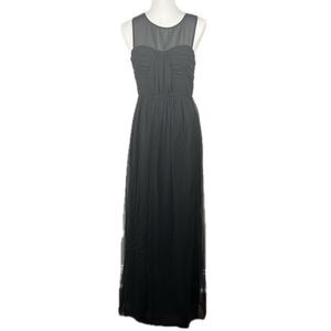 BCBGeneration Black Sheer Back Formal Dress Size 6 Dark Romantic Elegant Tulle